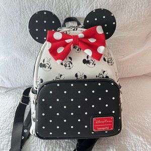 Disney Parks Loungefly Minnie Mouse Polka Dot Backpack with Ears
